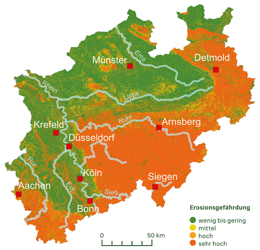 Erosionsgefährdung durch Wasser